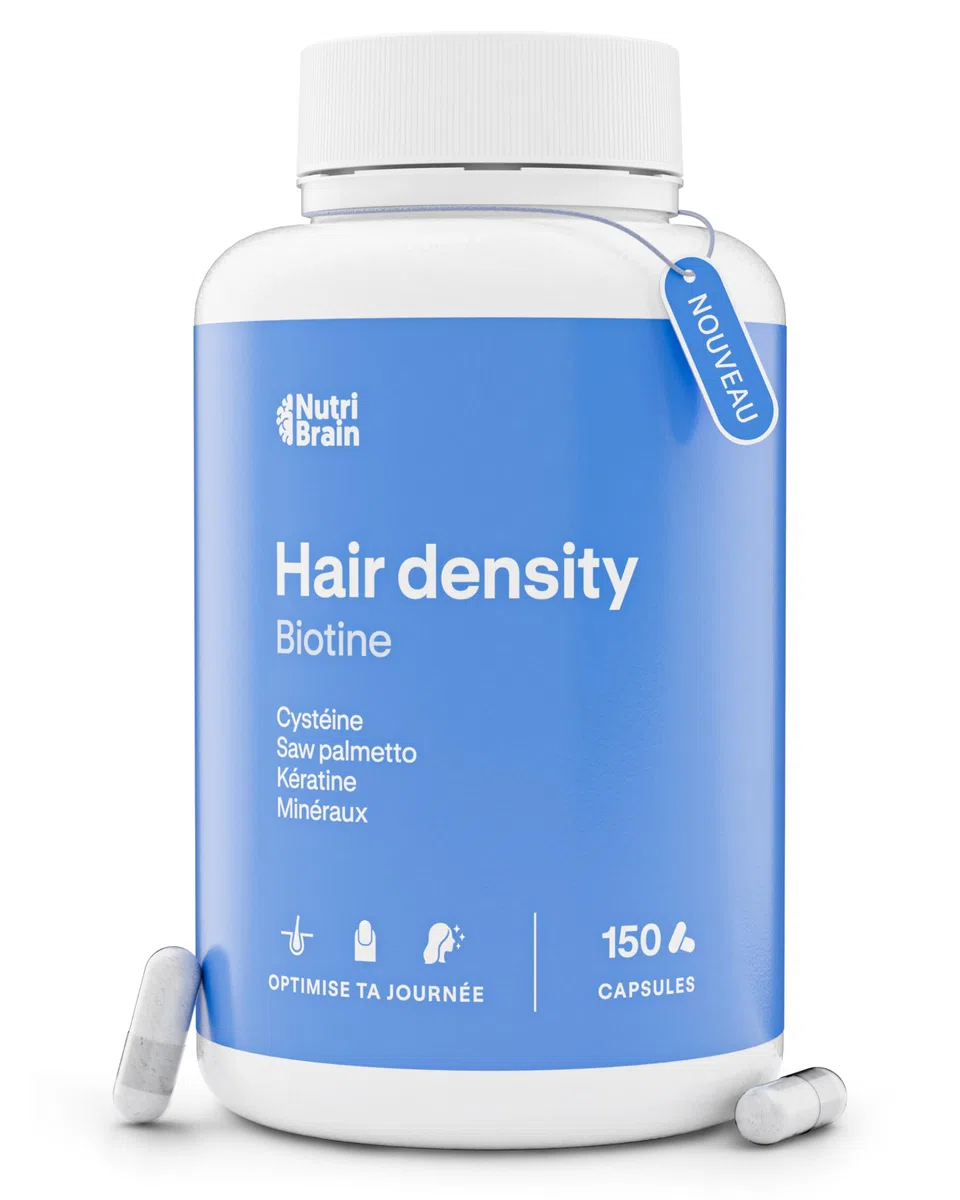 Hair Density Anti-chute Cheveux | Biotine, Saw Palmetto, Kératine, Zinc | 150 gélules | 5 mois | Avec Cystéine, Sélénium et Cuivre | Croissance des cheveux, Freine la chute des cheveux Femme et Homme