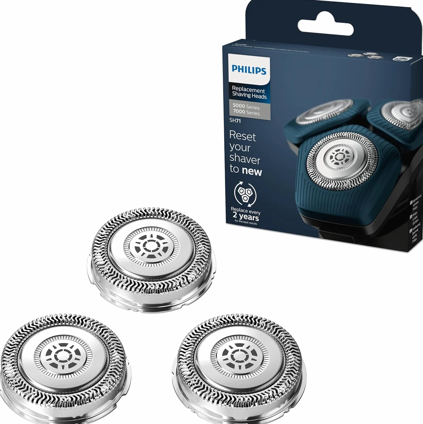 Philips - Têtes de rasage SH71/50 compatibles avec les rasoirs Philips Series 7000 (S7XXX) et Series 5000 (S55XX), nouvelle version qui remplace les RQ12/70, RQ12/60, SH60/70 et SH70/70