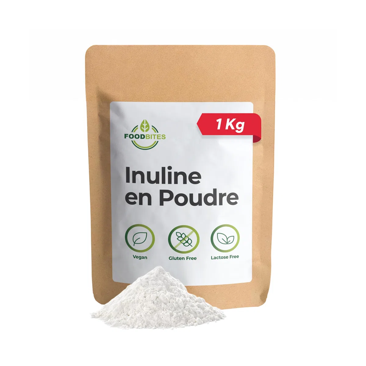 Inuline à Chaîne Longue 1 Kg - Inuline de Chicorée en Poudre 100% Pure - Fibre Prébiotique Végane et Sans Gluten - Fibre Alimentaire
