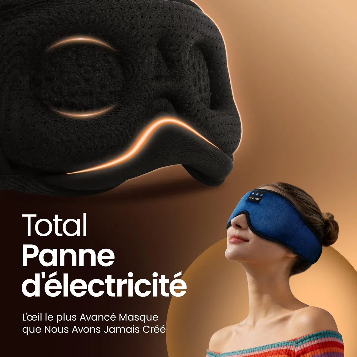 LC-dolida Masque de Sommeil avec écouteurs Bluetooth V5.4, Masque de Nuit Sans Fil peut Jouer 15 Heures Casque de Sommeil Bluetooth pour les Voyages,la Sieste, le Travail Posté