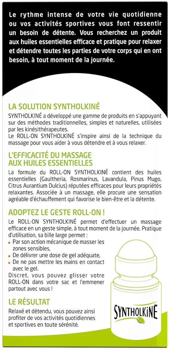 SyntholKiné Roll-On de Massage Tensions Musculaires 2x50 ml