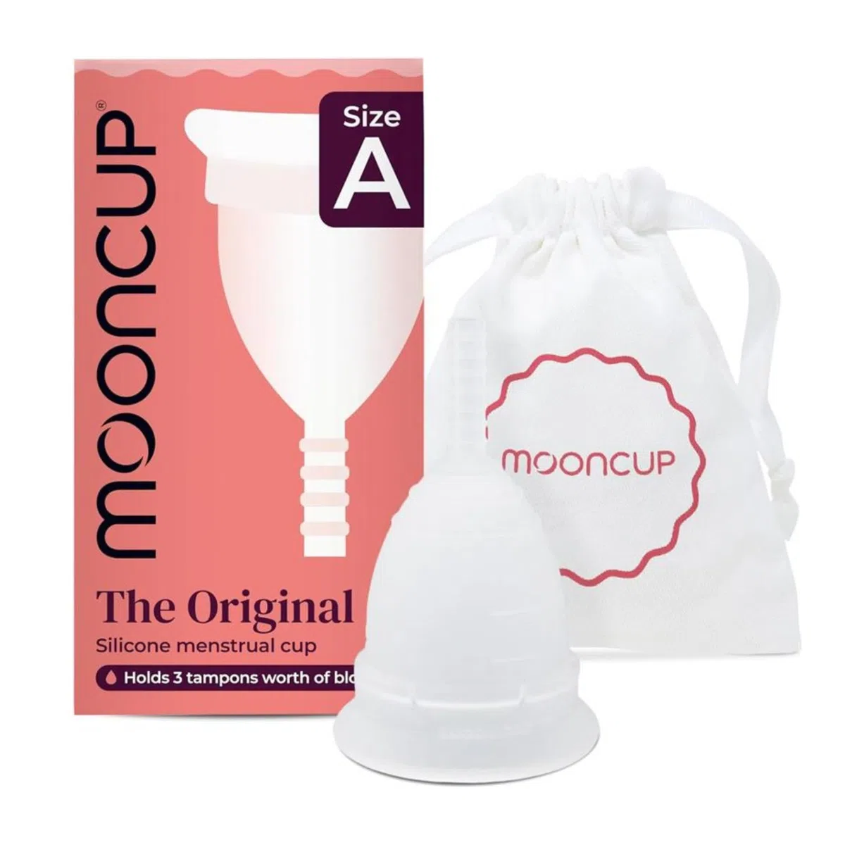 Mooncup Original Coupe Menstruelle en Silicone de qualité médicale, protection équivalente à 3 tampons, sans toxines, écologique, facile à insérer, Taille A (30+ ou après accouchement) confortable