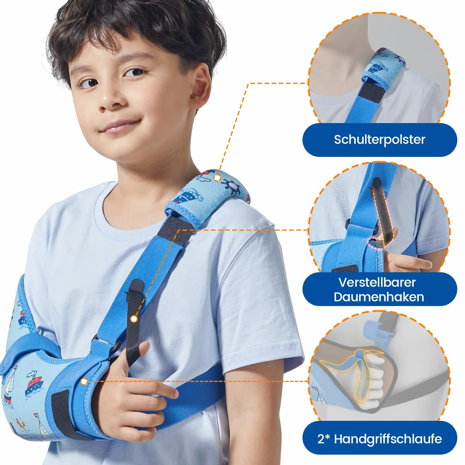 Écharpe de Bras pour Enfants, Médicale Attelle Bras Enfant, écharpe Respirante pour Bras Cassé, Clavicule, Blessure au Coude, épaule, Poignet (Bras Droit,XXS)