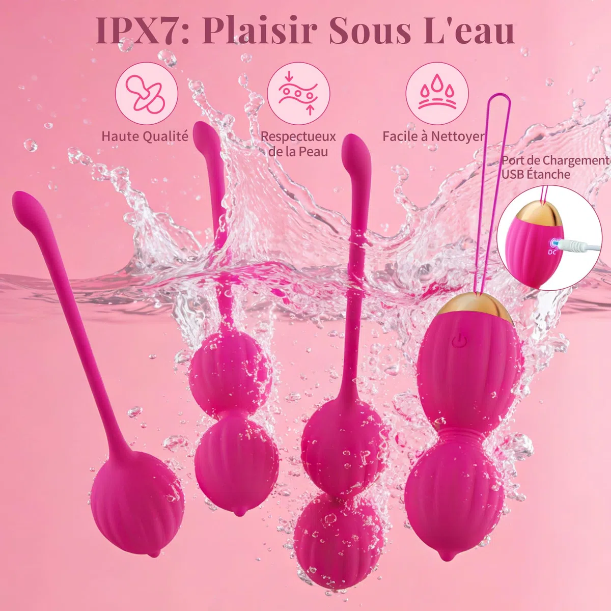 FIDECH Love Balls Entraîneur du Plancher Pelvien pour Femme, Boules Kegel en Silicone avec Télécommande, Entraîneur du Plancher Pelvien pour Femme avec 12 Modes de Vibration, Oeuf Vibrant, Rouge
