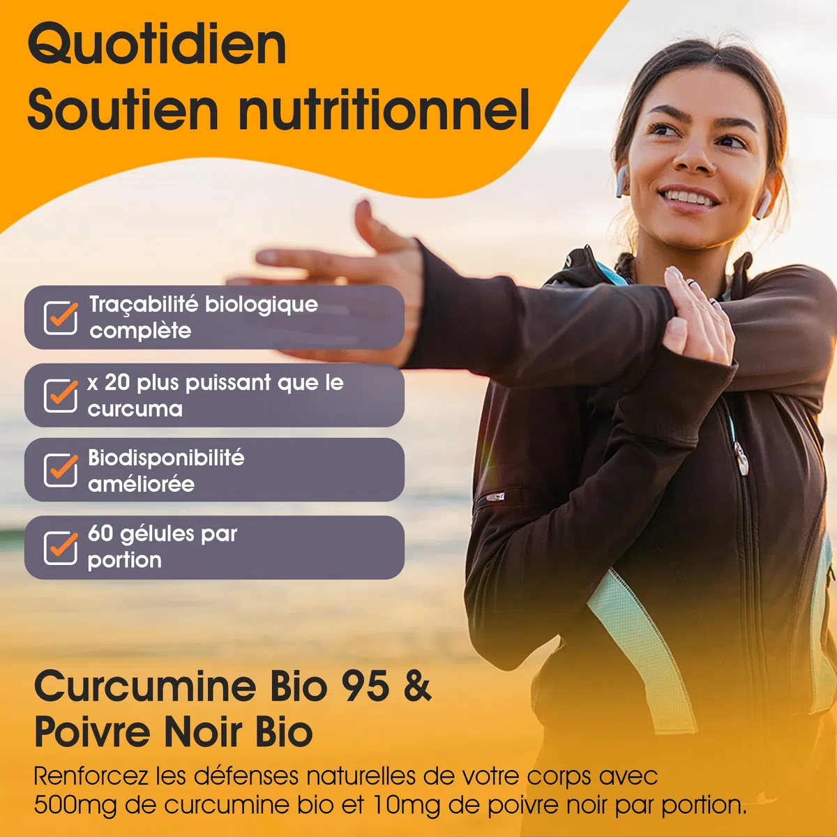 Curcumine Bio 95 | Curcuma Bio Gélule Haute Dose 500mg | 95% Curcuminoïdes & 10mg Poivre Noir Bio | 60 Gélules Véganes | Par Clearwave Health