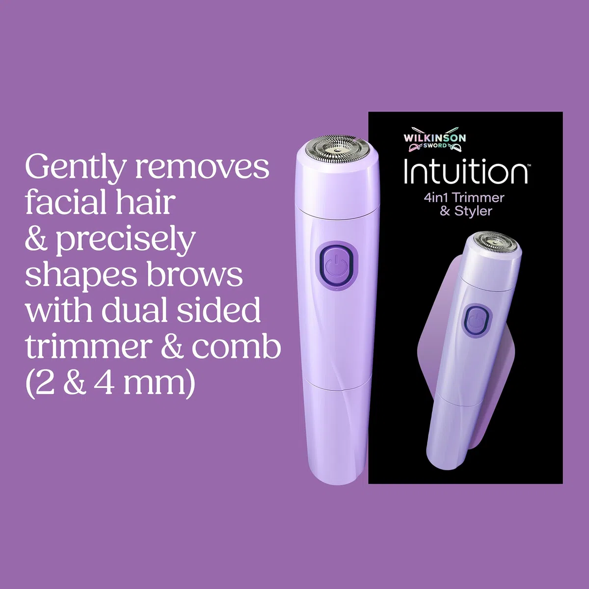 Wilkinson Sword Intuition 4in1 Trimmer and Styler femme, visage et corps | Tondeuse pour le visage et le corps, rasoir femme multizone avec 4 accessoires, trousse, brosse de nettoyage et 1 pile AA