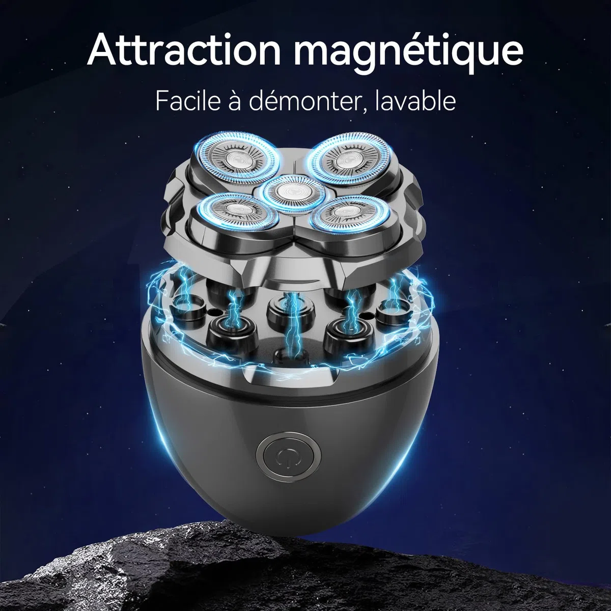 Rasoir Tete Chauve Homme, 5D Tête Magnétique Rasoir Electriques Hommes Étanche IPX7 Wet & Dry tondeuse crane chauve 120 mins d'autonomie tondeuse cheveux hommes Chargement USB-C