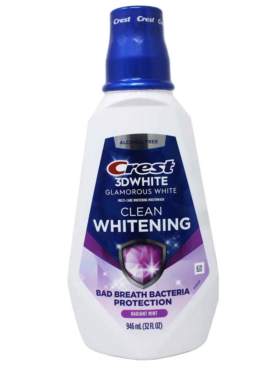 Crest - 3D White Glamorous White - Multi- Soins Blanchissant - Parfums Menthe Fraiche, Bain De Bouche 946 Ml ( lot de 2 )