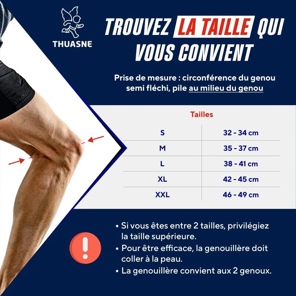 Thuasne Sport - Genouillère de Maintien - Genou Douloureux, Reprise d'Activités Sportives - Tricot Compressif - Indice de Maintien 1/3 - Dispositif Médical CE - Taille XL