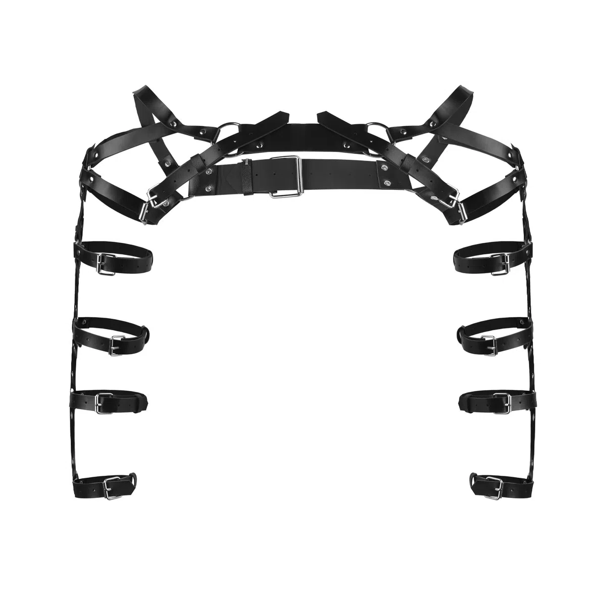 Harnais de Bras en Cuir Noir pour Homme Sangle de Poitrine en Cuir PU Rivetée Spectacle Musculaire Accessoires de Jeux de Rôle Sexy Masculin Réglable