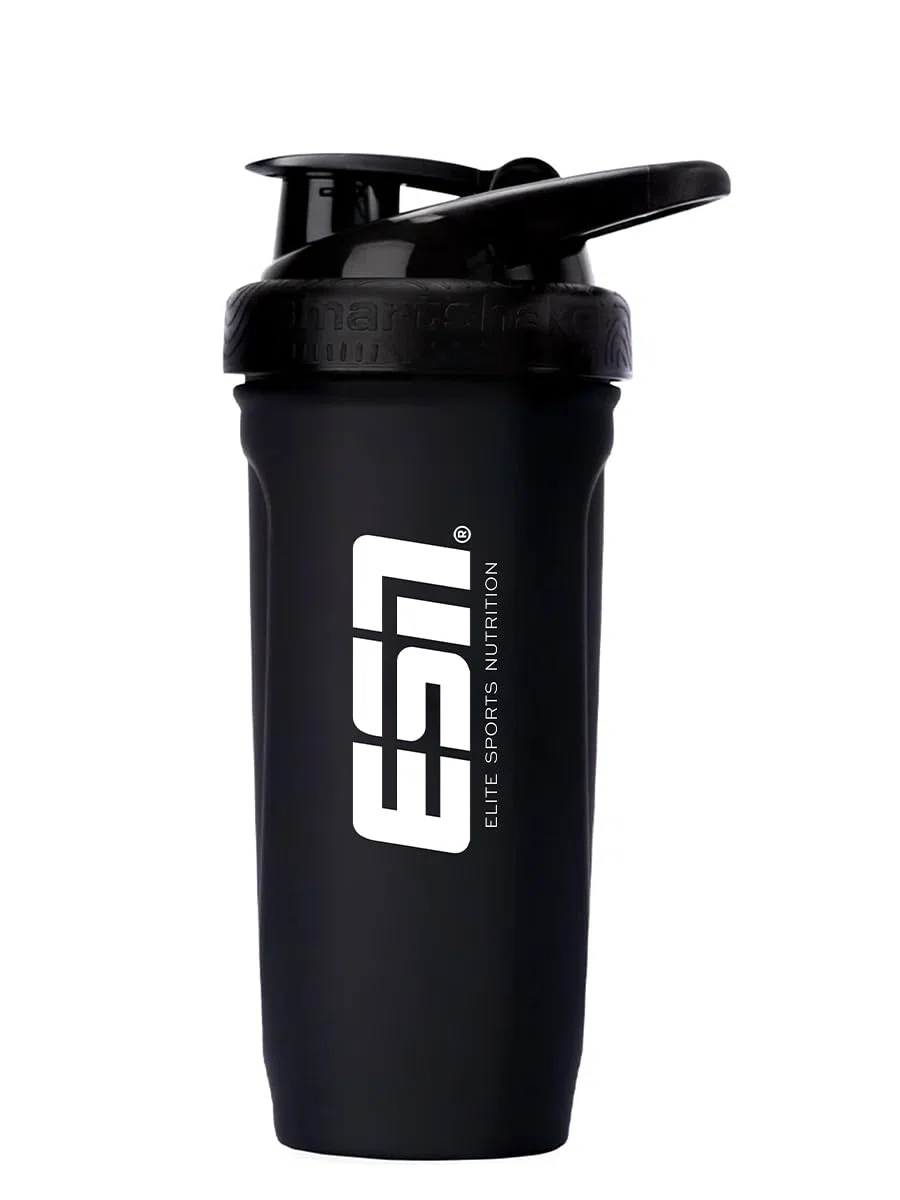 ESN Shaker Reforce en acier inoxydable, noir, 700 ml, anti-fuite, unités de mesure gravées à l'intérieur, sans BPA et DEHP, qualité certifiée