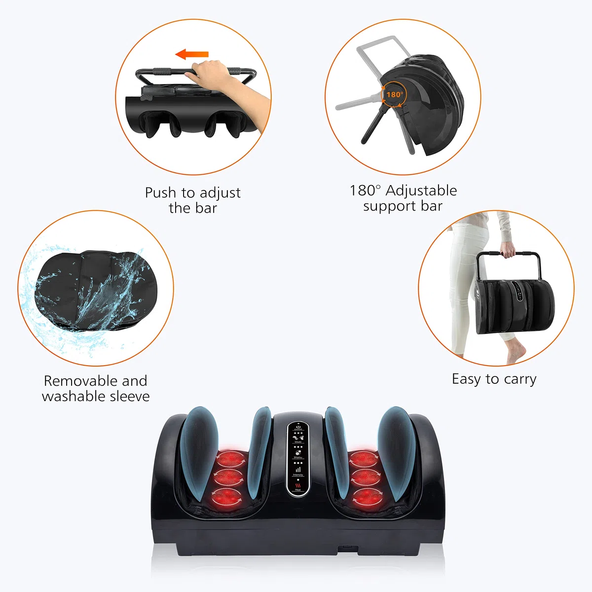 Snailax Appareil De Massage De Pieds Avec Chaleur, Masseur Pieds Shiatsu, Massage Par Pétrissage Pour Pieds/Mollets/Chevilles/Jambes, Améliorer Fatigue et Fasciite Plantaire,Cadeau Femme Homme Noël