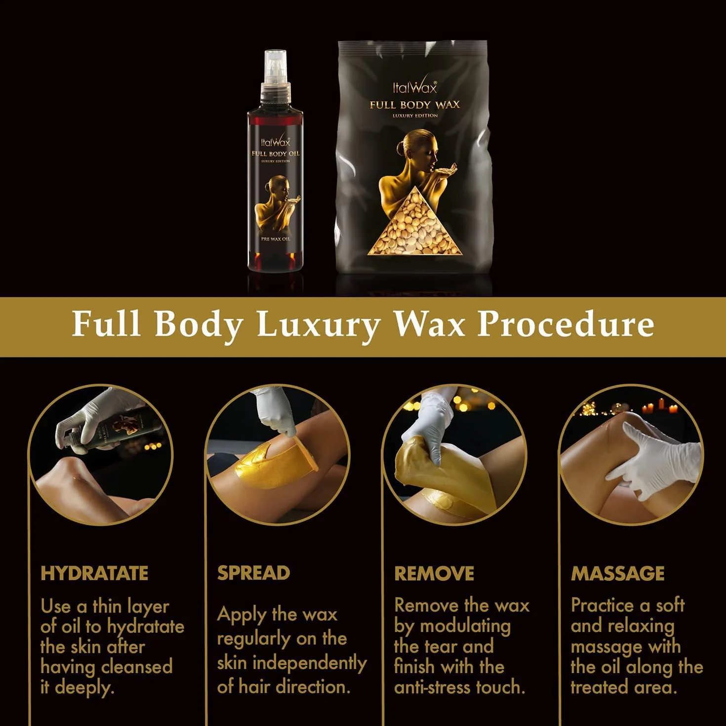 Italwax Luxury Full Body - 1Kg - Cire pelable pour l’épilation sans bandes - Formule sans colophane idéale pour les peaux sensibles - Recommandé pour tout le corps