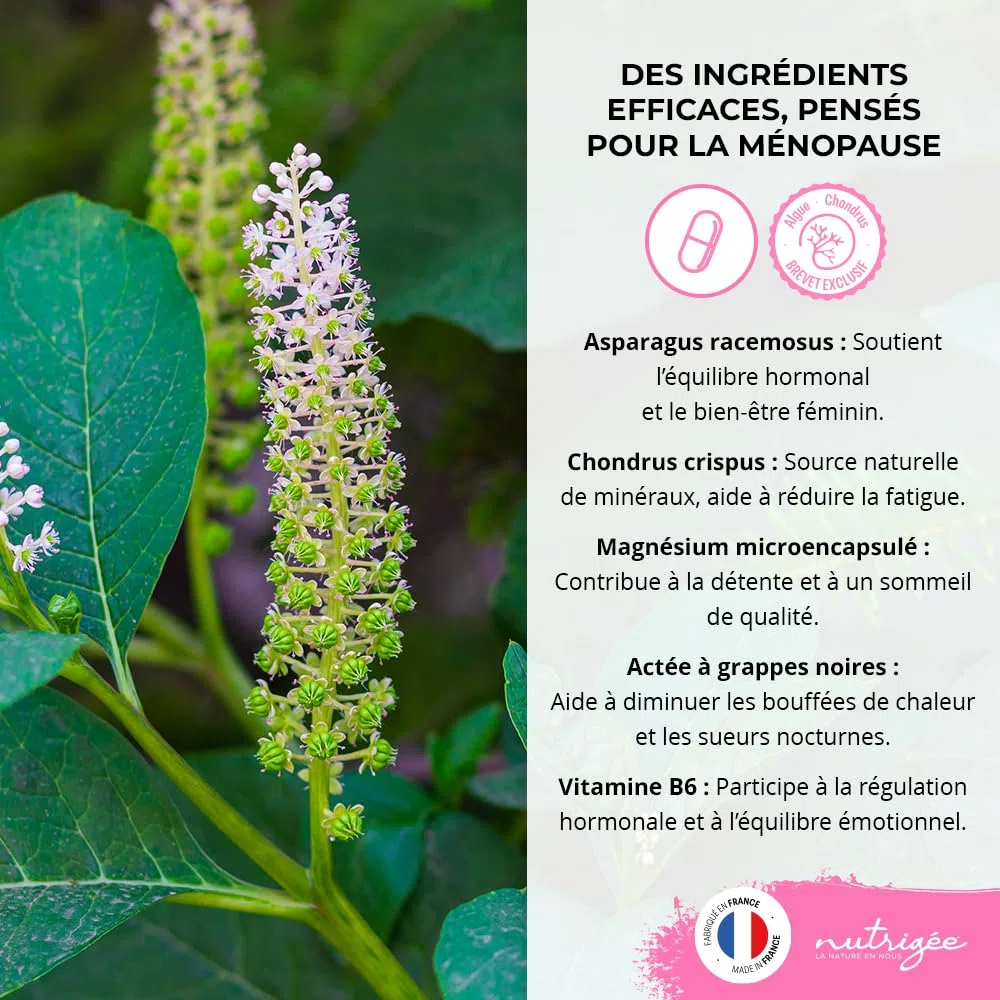 Nutripause - complexe ménopause & post-ménopause ultra-complet 90 gélules – soulage bouffées de chaleur, sueurs nocturnes, nervosité, sommeil – fabriqué en france