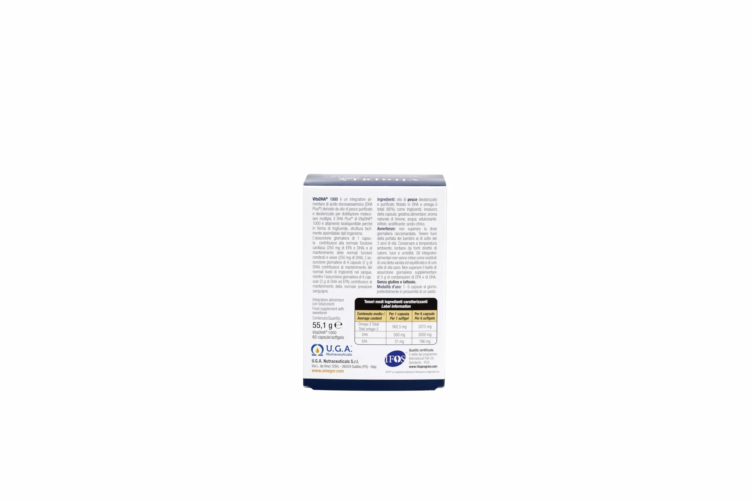 VitaDHA 1000 – Omega -3 Supplément alimentaire DHA - précieux pendant la grossesse et l'allaitement - alliée pour la santé du cerveau, cœur et vision - Saveur de citron - 60 gélules