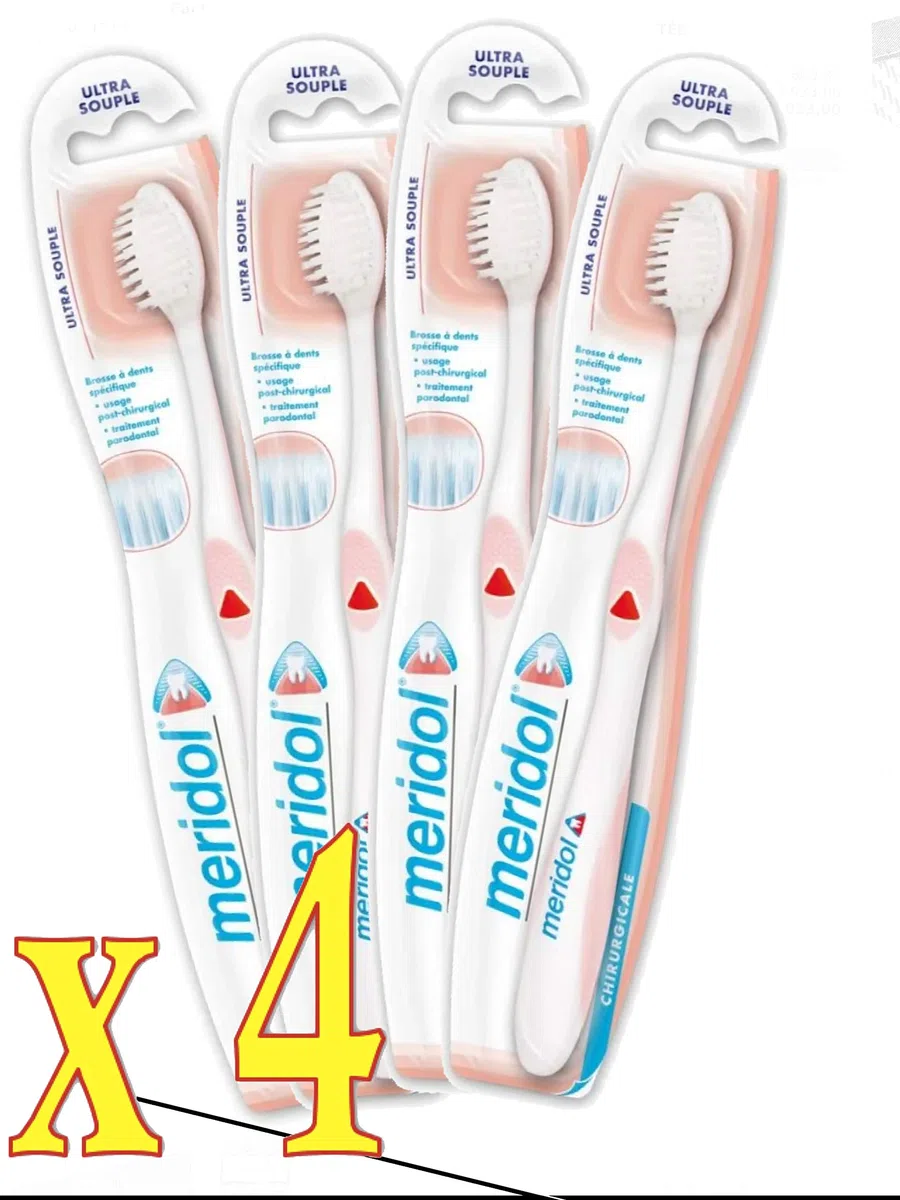 Méridol Brosse à Dents Chirurgicale Ultre Souple - Lot de 4 Brosses