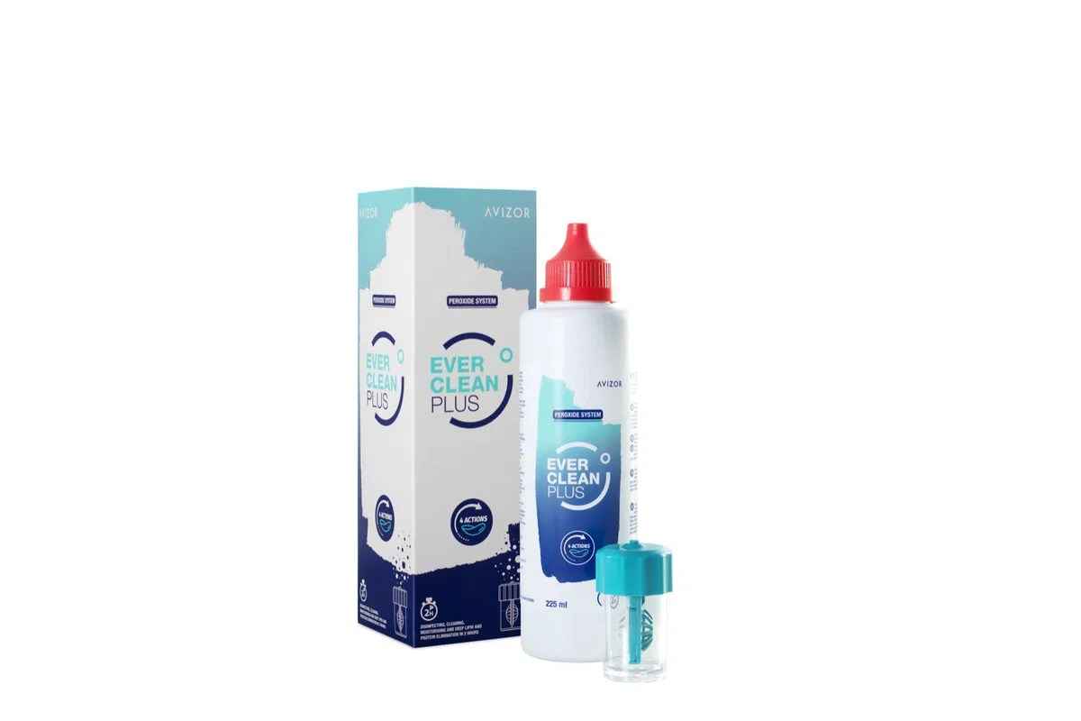 Avizor Ever Clean Plus Solution puissante de désinfection intensive pour lentilles de contact, nettoyage en profondeur avec comprimés, format 225 ml + 30 comprimés