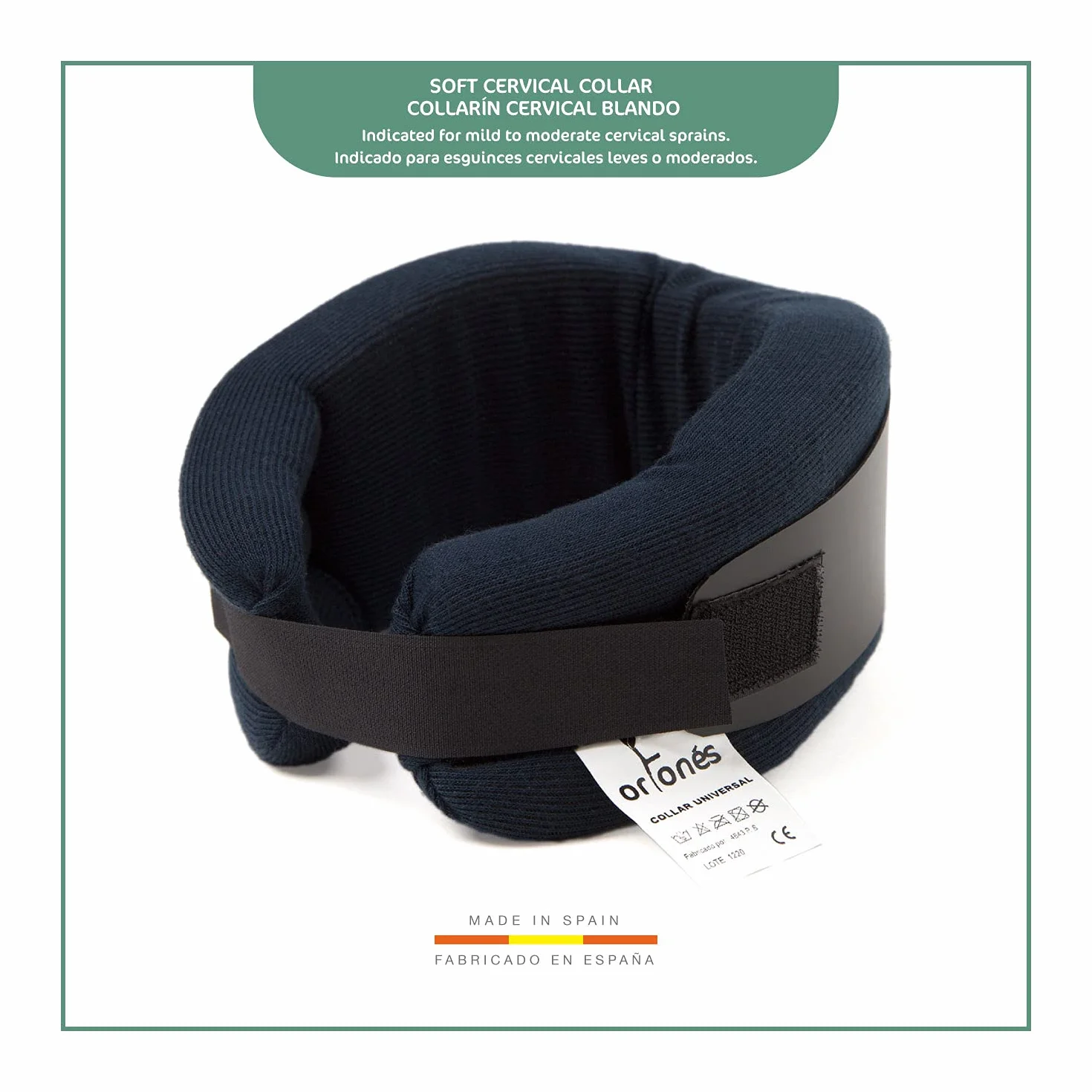 Collier cervical souple - Support de cou avec plaque en polyéthylène réglable, pour plus de rigidité ou de flexibilité - Soulage les douleurs cervicales et de la colonne vertébrale - Bleu