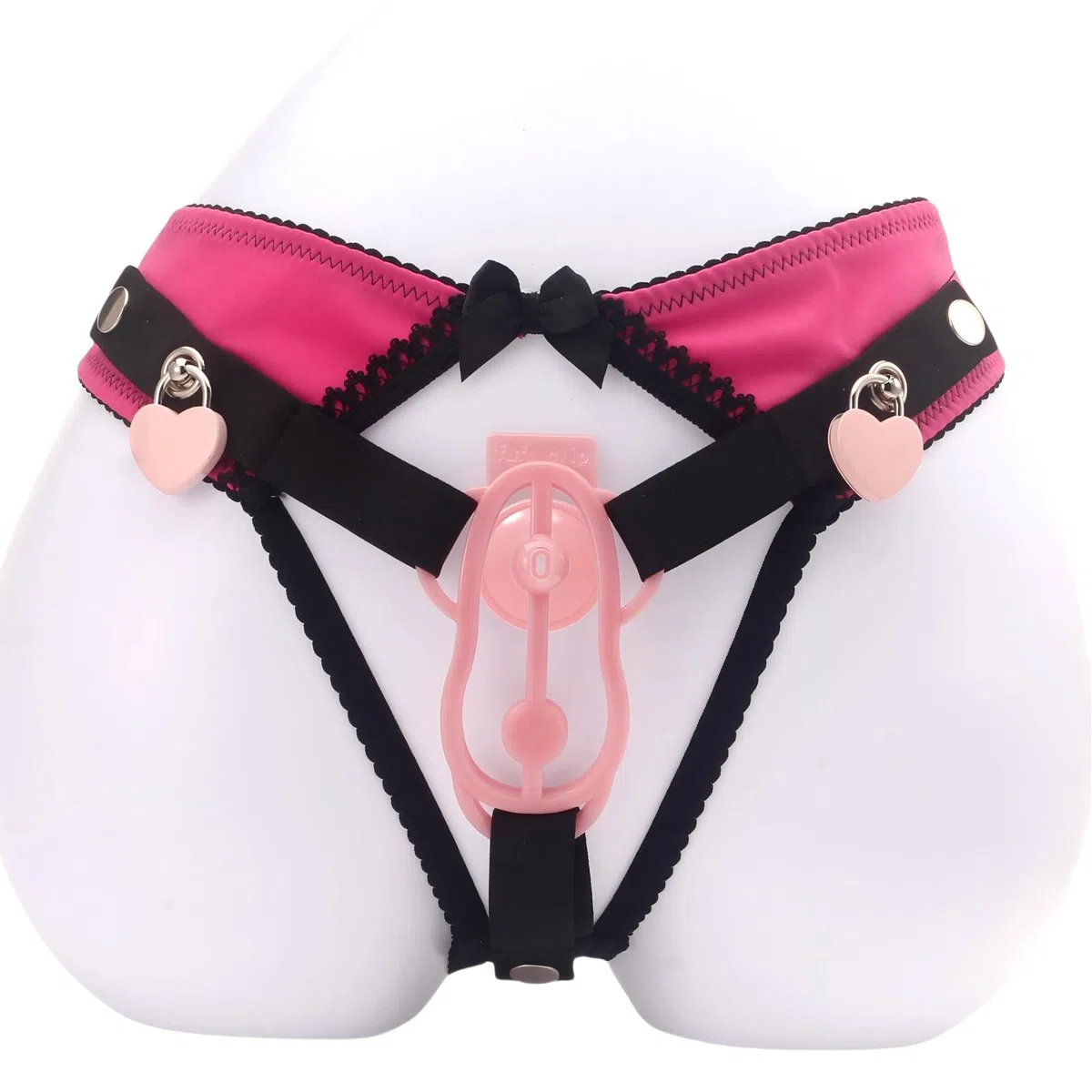 Sissy Sex Toys Cage de Chasteté Inversée avec Support d'Urinal Accessoire pour Ceinture de Chasteté avec 2 Cadenas Chastity Cage Légère et Confortable pour Attacher le Pénis d'un Homme (Pink,L)
