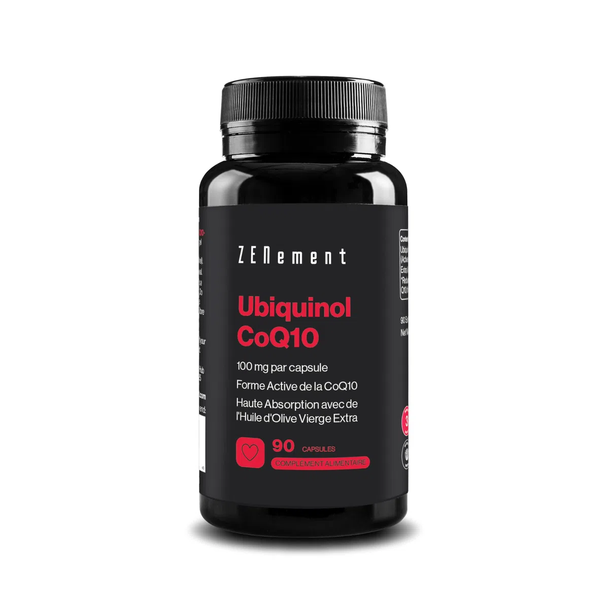 Ubiquinol 100mg – Forme Active et Réduite de la CoQ10 – Haute Absorption avec Huile d'Olive Extra Vierge – 90 Capsules, 3 Mois de Cure – Zenement