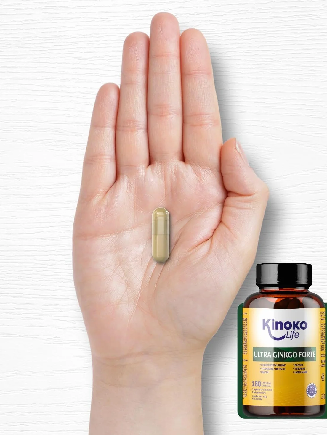 Ginkgo Forte Ultra - 180 Gélules avec Bacopa, Phosphatidylsérine, Crinière de Lion, Tyrosine, Niacine et Vitamines B, Nootropique Naturel