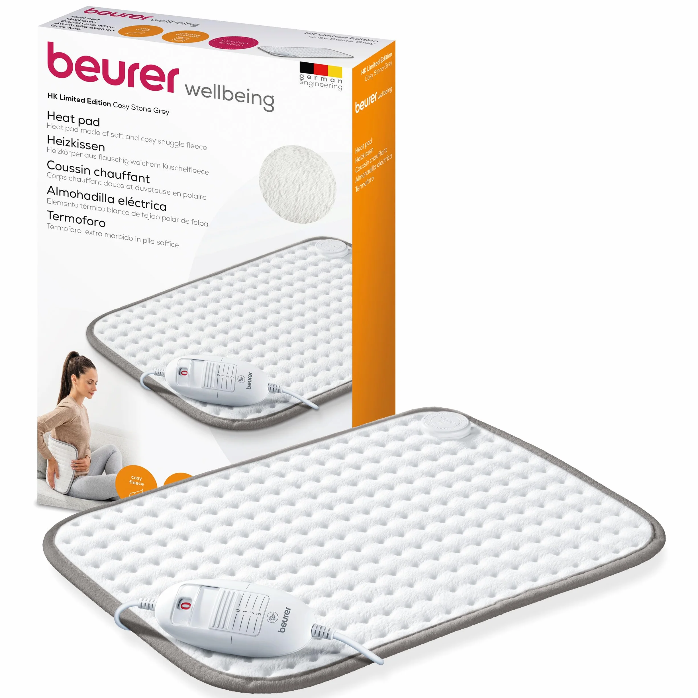 Beurer HK Limited Edition 2023 Coussin chauffant, douillet avec 3 niveaux de température et arrêt automatique, lavable en machine