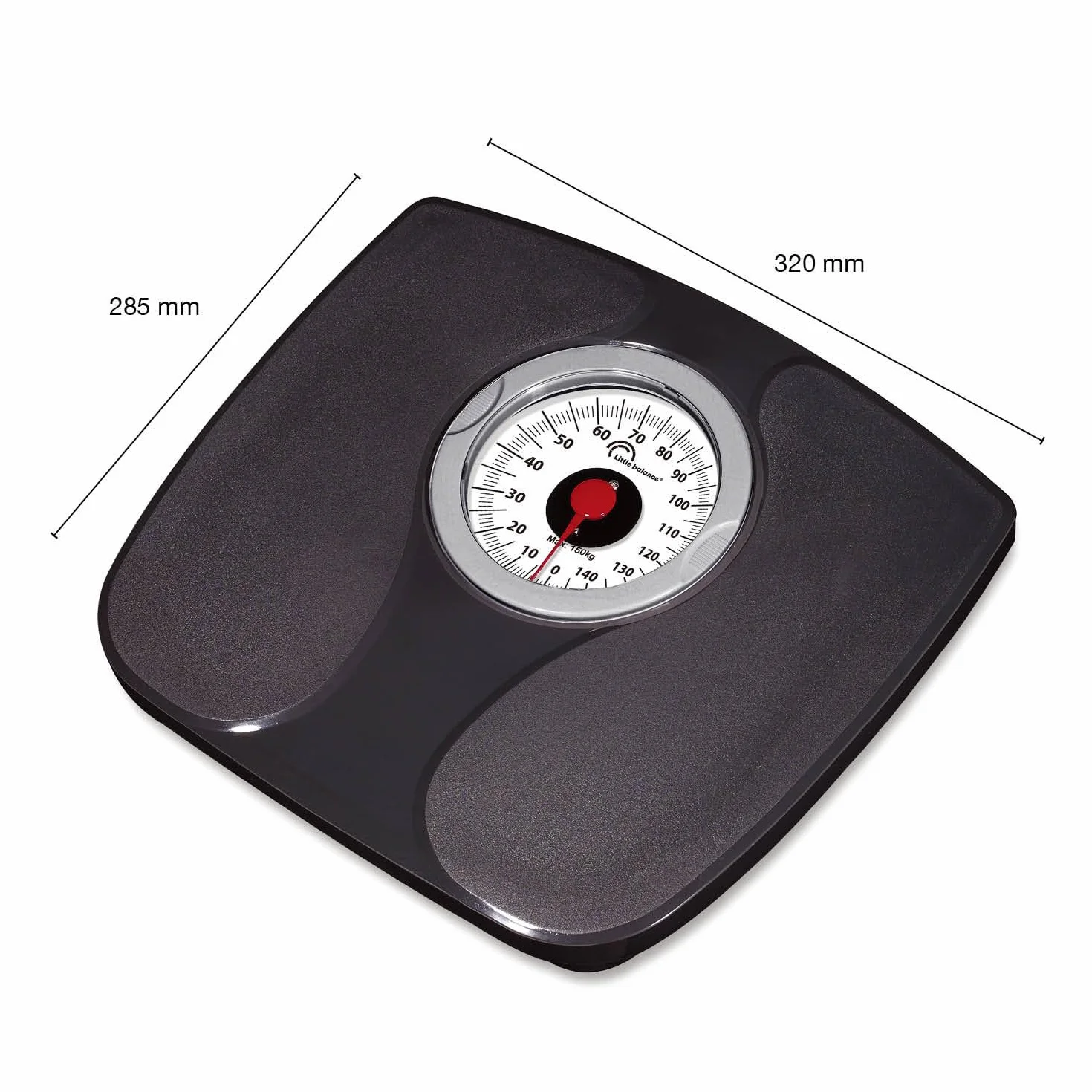 LITTLE BALANCE 8727 Confort 150, Pèse-personne mécanique, Balance avec écran XL, Forme compacte, 150 kg, Anthracite