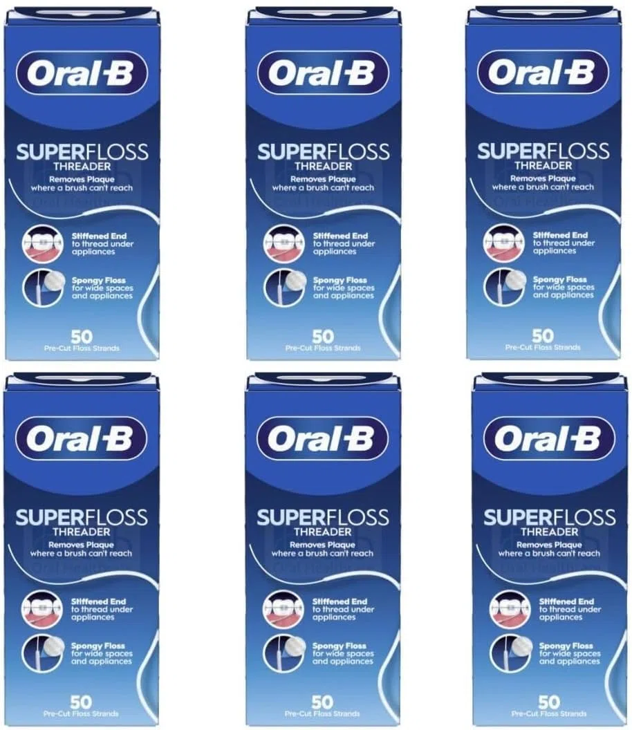 Oral-B Super Floss 013-6440 * 6 Lot de 6 paquets de 50 fils pré-coupés 100 g