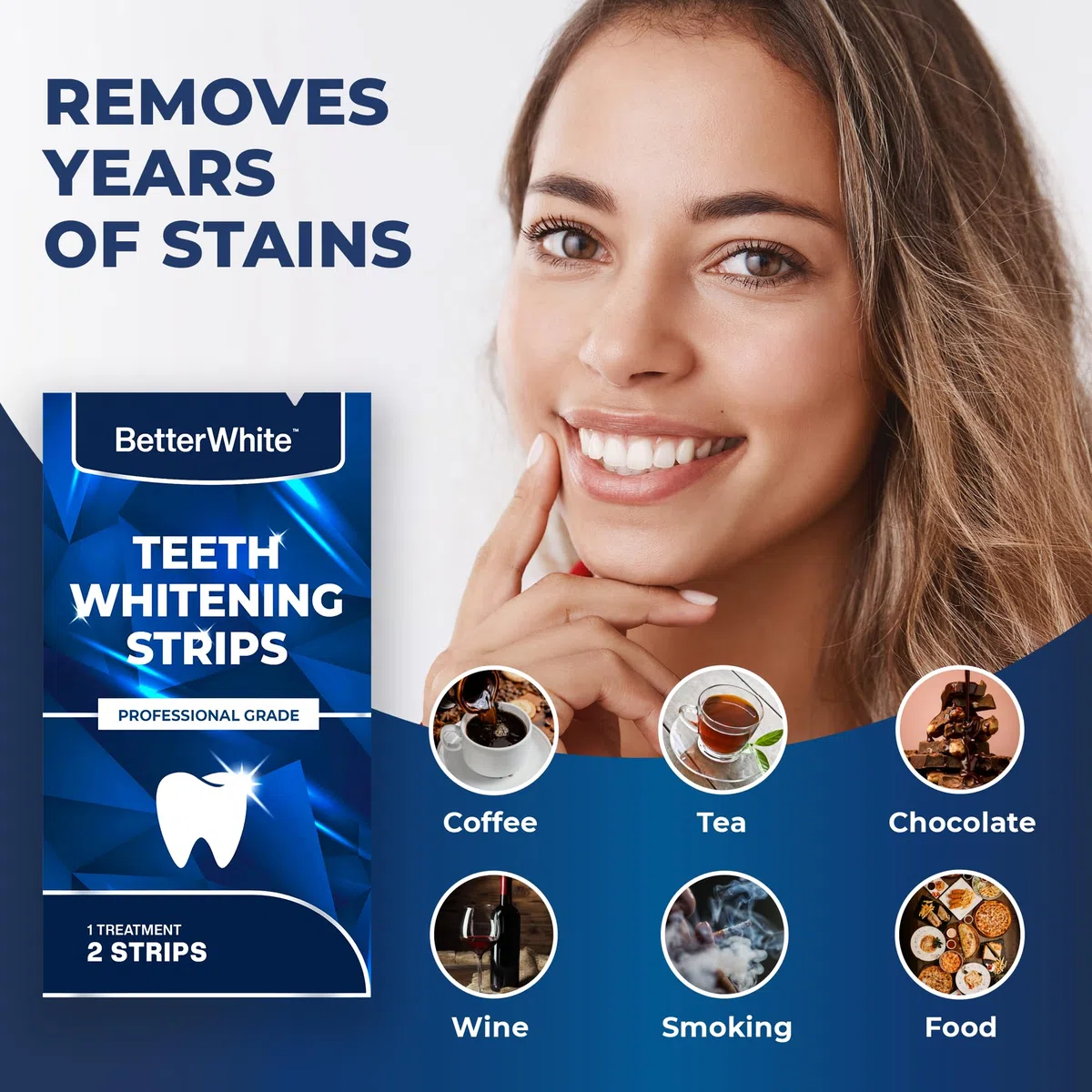BetterWhite Professional Teeth Whitening Strips 21 Treatments - Enamel Safe - Non-Sensitive Formula - 42 Peroxide-Free Strips - Dentist Formulated Teeth Whitening Kit + Mouth Opener Included