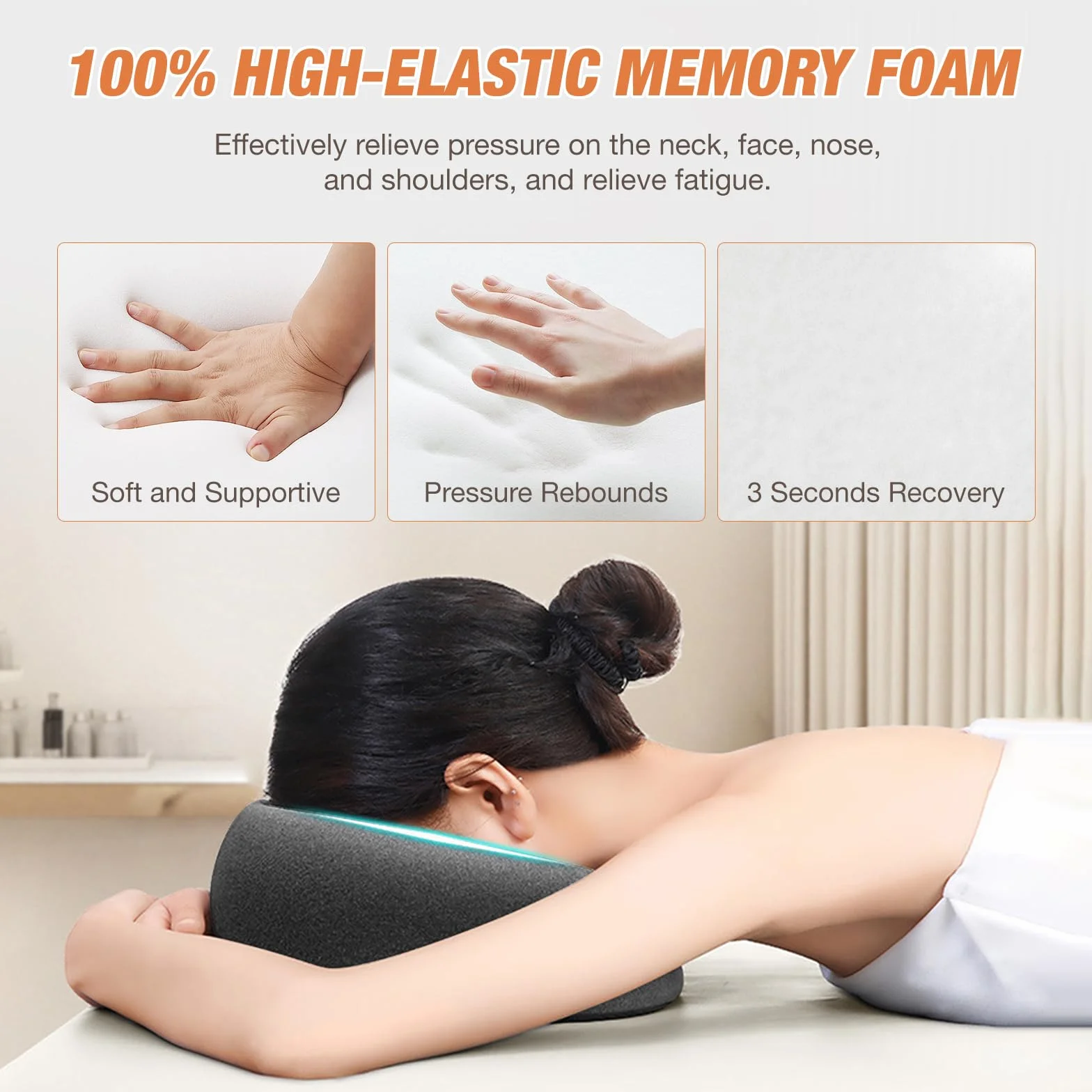 Mineup Oreiller De Massage pour Le Visage, Coussin Massage Visage, Tetiere Table De Massage, Respirant Coussin en Mousse À Mémoire, Coussin De Massage pour lit de Massage de Salon de Spa