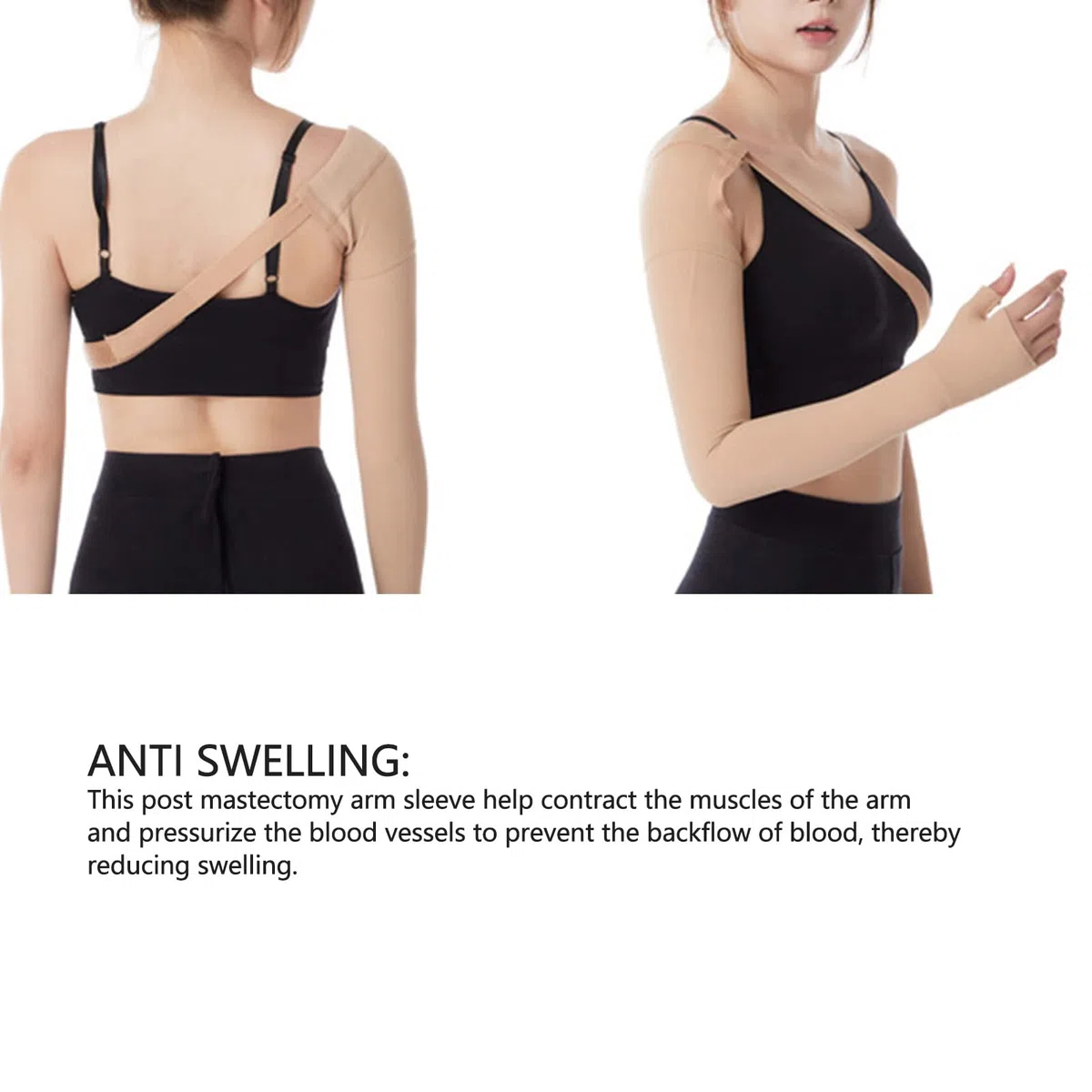 Fyearfly Manchon De Bras De Lymphoedème En Nylon Doux Haute élasticité Respirant Portable Post-mastectomie Manchon De Bras Haute élasticité Soulagement De L'enflure Pour la Récupération(L-Gauche)