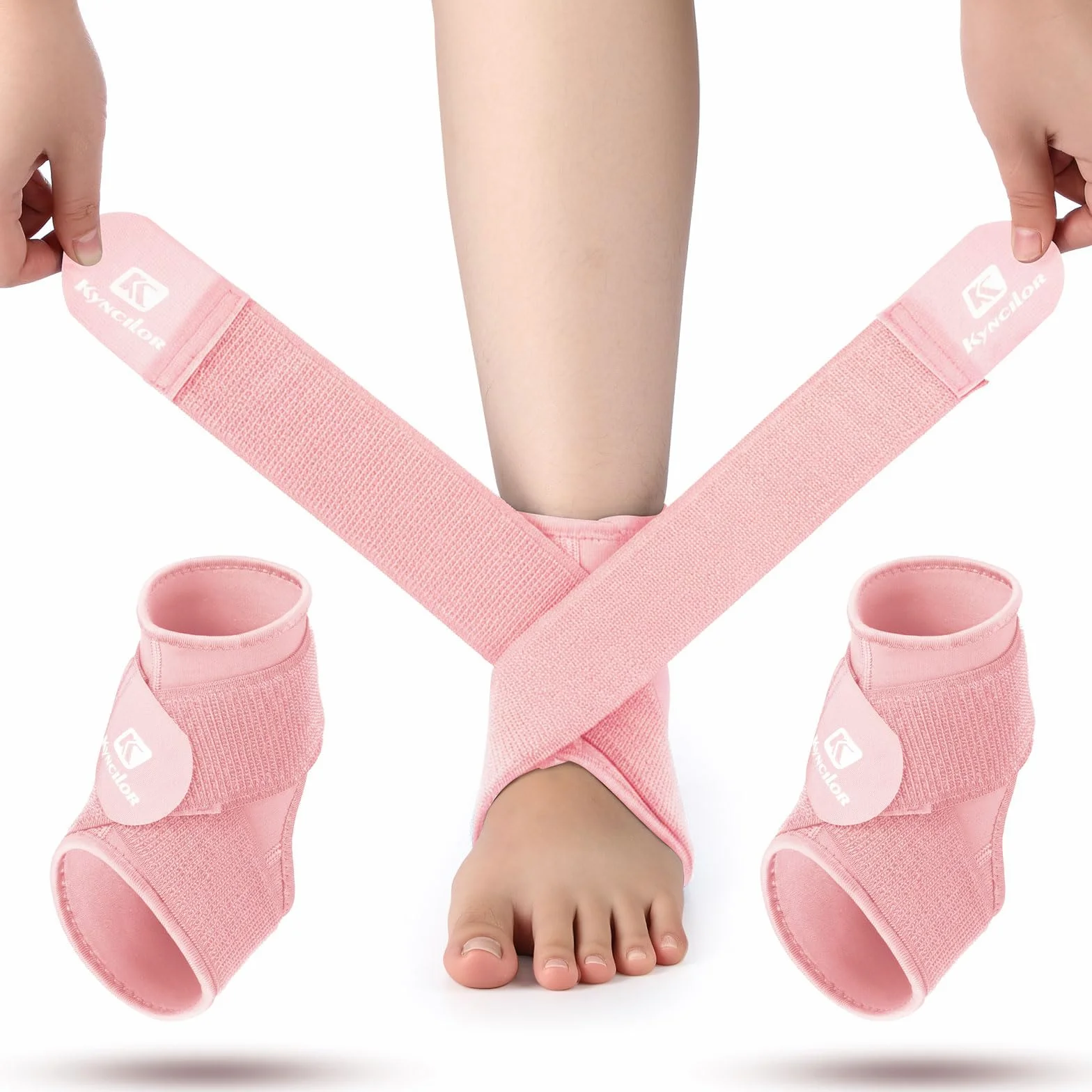 Lilbitty 2 Stück Knöchelbandage pour Enfants, Soutien pour Cheville, Sport, entorse, néoprène, Manchon de Compression Respirant avec enveloppe Ajustable (Rose, M)