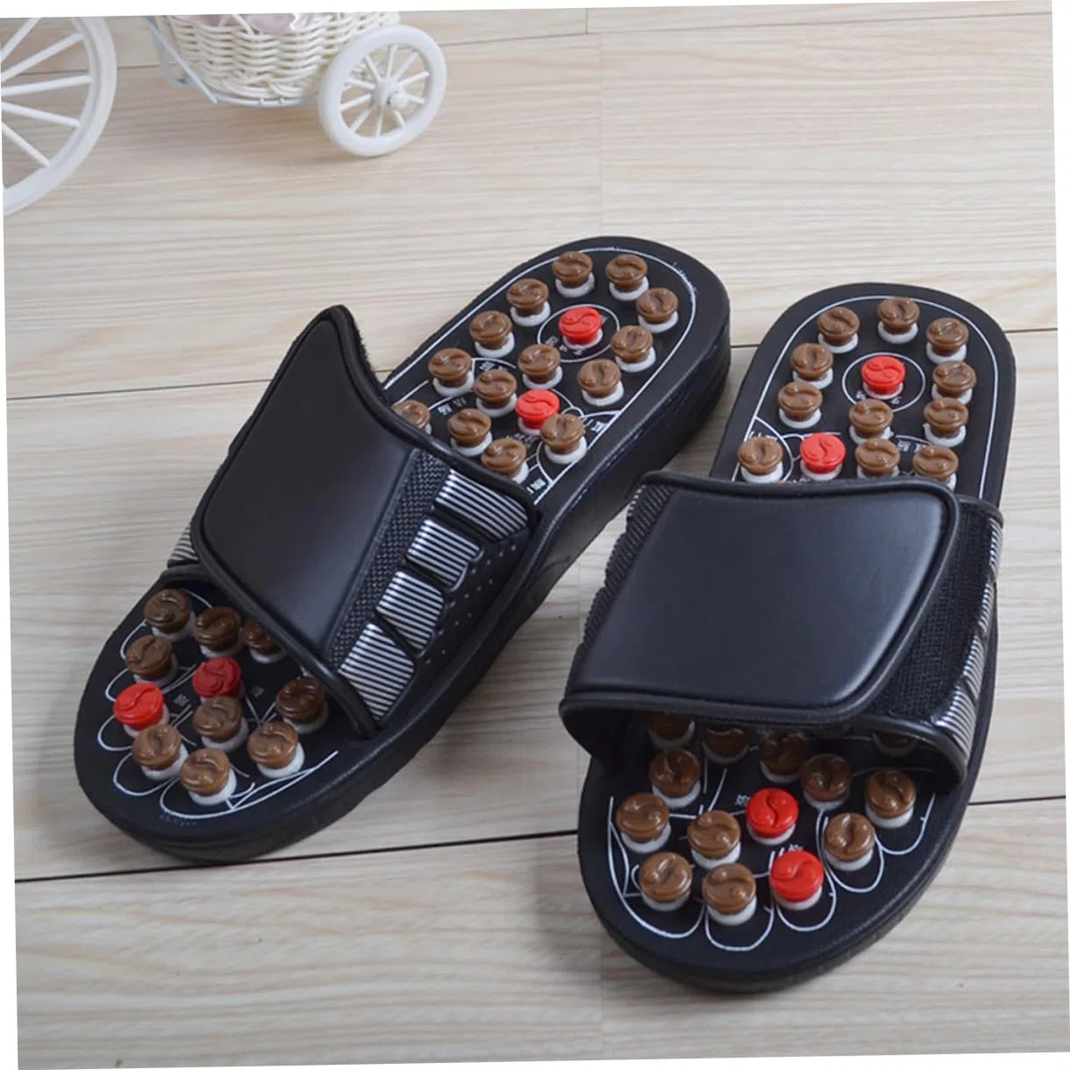 Pantoufles de Massage des Pieds à Acupression Marron 40 | Pu et Eva, Modèle Traditionnel Unisexe, Confort pour Hommes et Femmes, Usage Relaxant