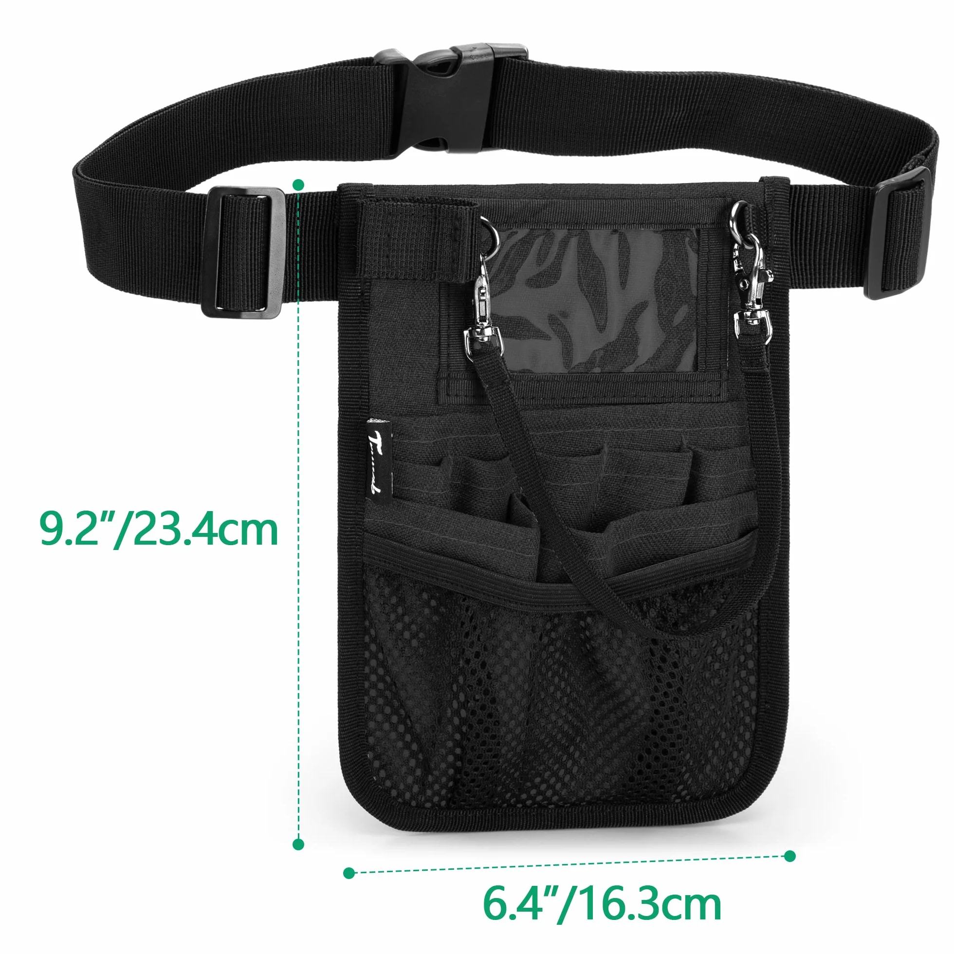 Trunab Sac Banane pour Infirmière avec Porte-Ruban et Plusieurs Compartiments, Kit Infirmiere avec Sangle de Taille Réglable,Convient à Ciseaux, Gaze et Autres Fournitures Médicales, Noir