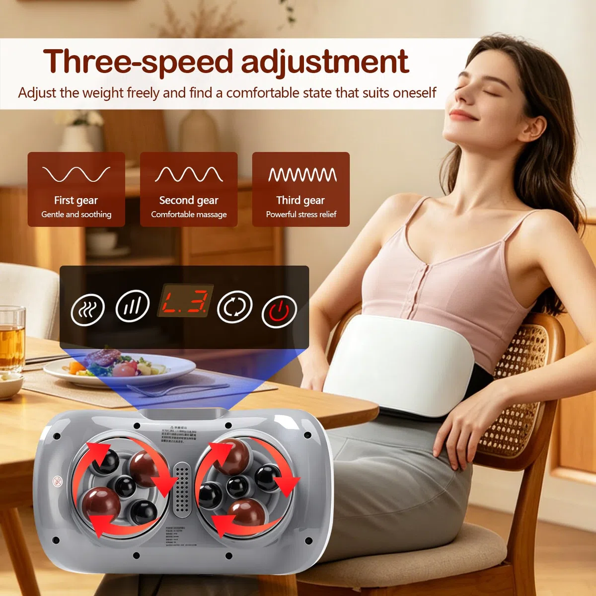 Masseur Abdominal, Masseur Rechargeable de 2000 mAh avec Deux Disques et Têtes de Massage en Pierre Bian Appareil de Massage Abdominal avec 3 Niveaux D'intensité pour Abdomen Taille Hanches et Jambes