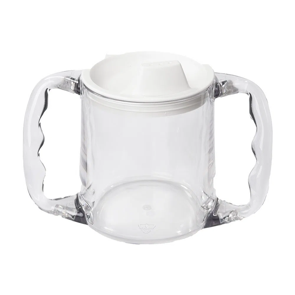 NRS Healthcare Gobelet en Plastique Équipé de 2 Poignées/Couvercle à Bec