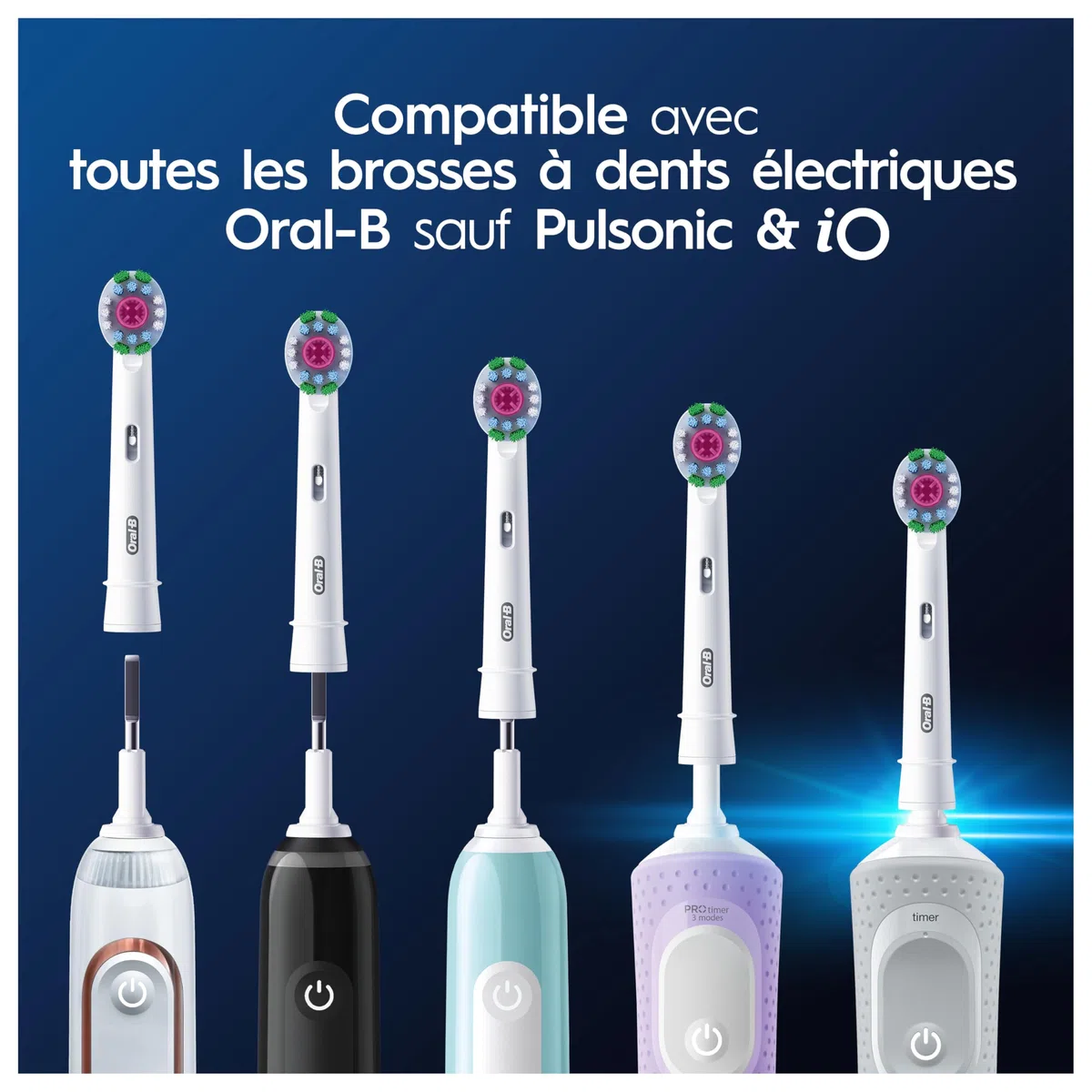 Oral-B Brossettes de Rechange 3D White, lot de 12, Blanches – Recharges Brosse à Dents Électrique Pro, Blanchiment avec une Coupelle de Polissage, Emballage en Carton