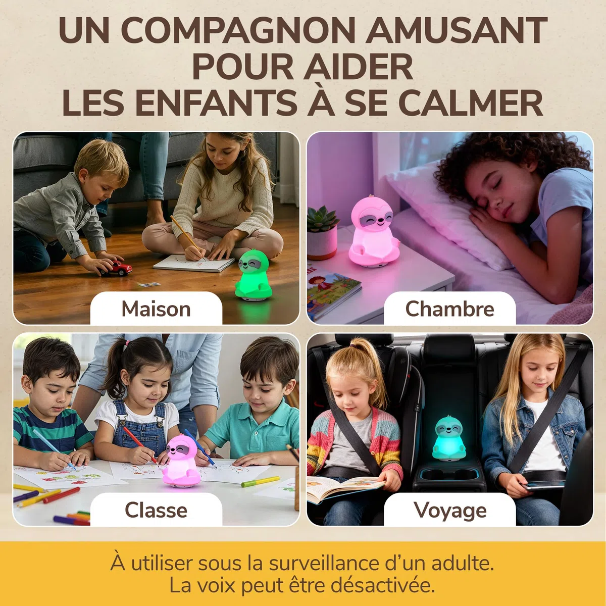 Coach de Respiration Avec Guidage Lumière et Voix – Favorise Sommeil, Relaxation, Concentration et Bien-Être – Respiration Consciente, Pleine Conscience – Instructions Audio Français – Rechargeable