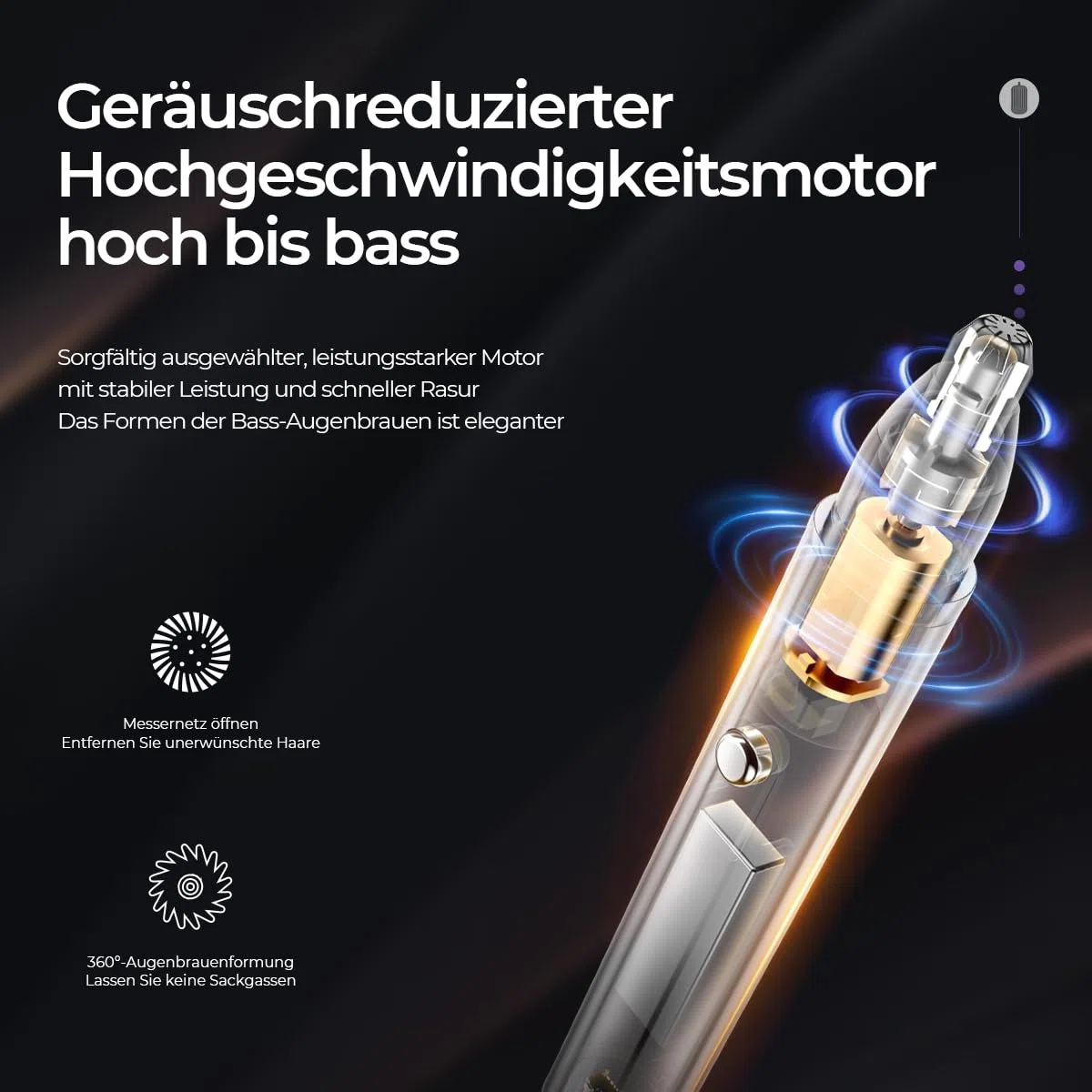 Tondeuse à sourcils électrique de qualité supérieure pour femme, soin complet des sourcils en un clic, éclairage LED, design silencieux, longue durée de vie de la batterie (argenté)