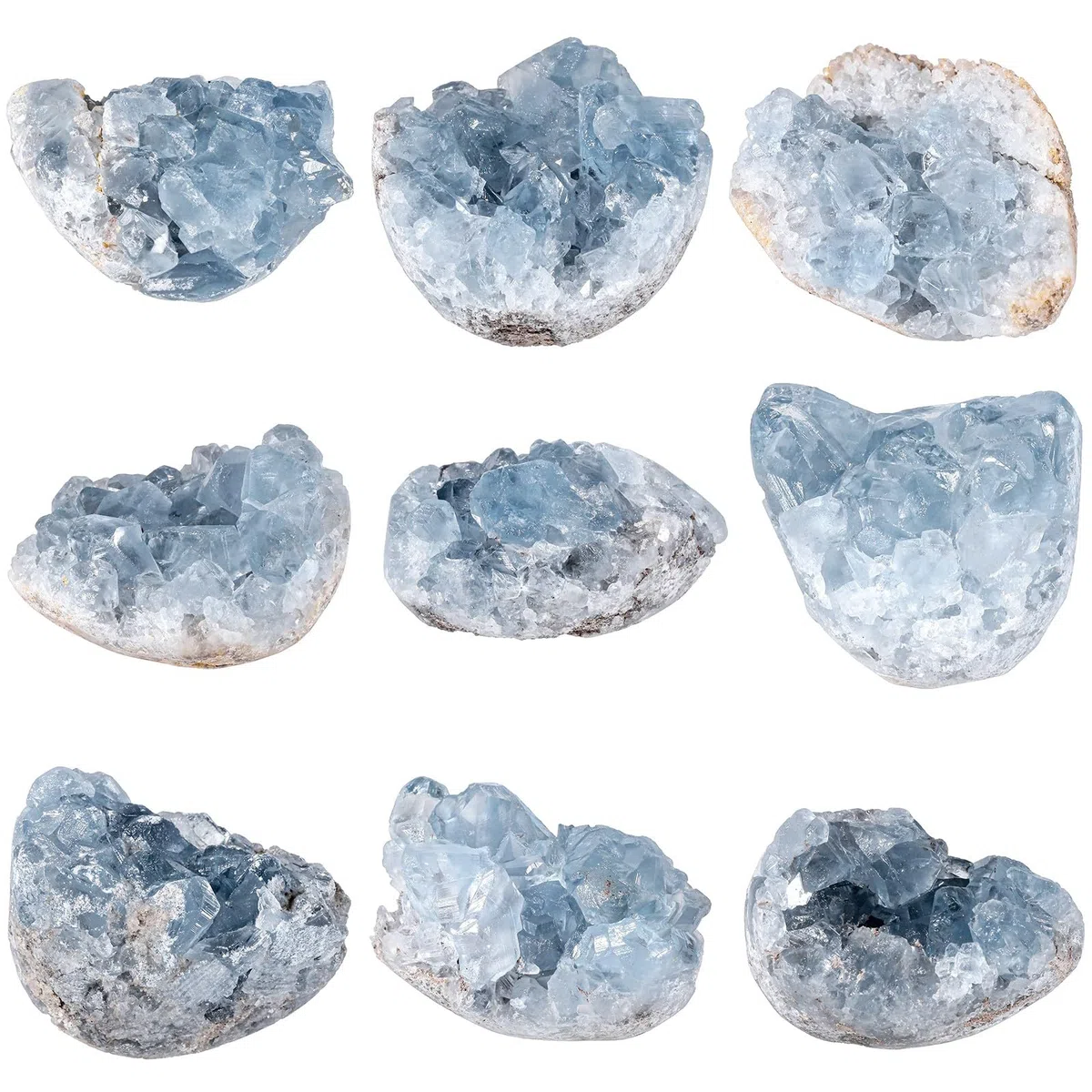 mookaitedecor Celestite Bleu Pierres et Cristaux Naturelle pour Mineraux Collection Druse Cristal Decoratif