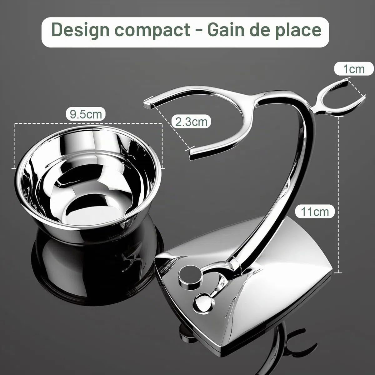 GRUTTI Kit rasage 3-en-1 homme: Bol inox magnétique + Support zinc chromé + Pinceau synthétique poil de blaireau | Hygiénique & Pratique | Ajoutez votre rasoir!