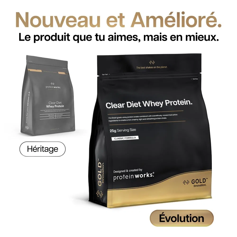 Protein Works – Poudre d'isolat de protéine de lactosérum Clear Diet, thé glacé à la pêche, 20 shakes, boisson rafraîchissante à haute teneur en protéines, 500 g