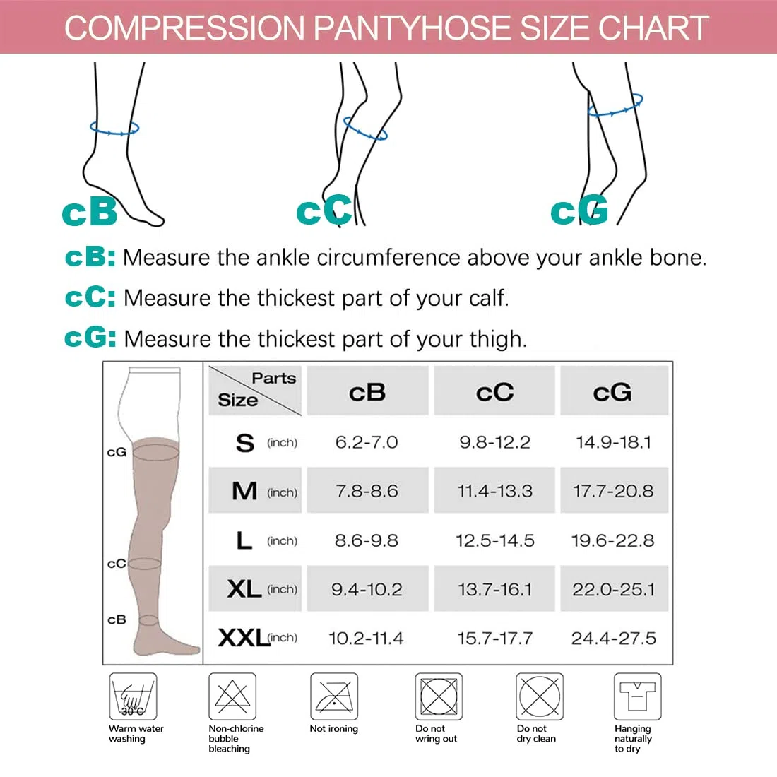 Collants de compression médicaux pour œdèmes de Vericose, soutien ferme opaque 20-30 mmHg, bas de compression gradués, sans pieds, noir, taille XXL