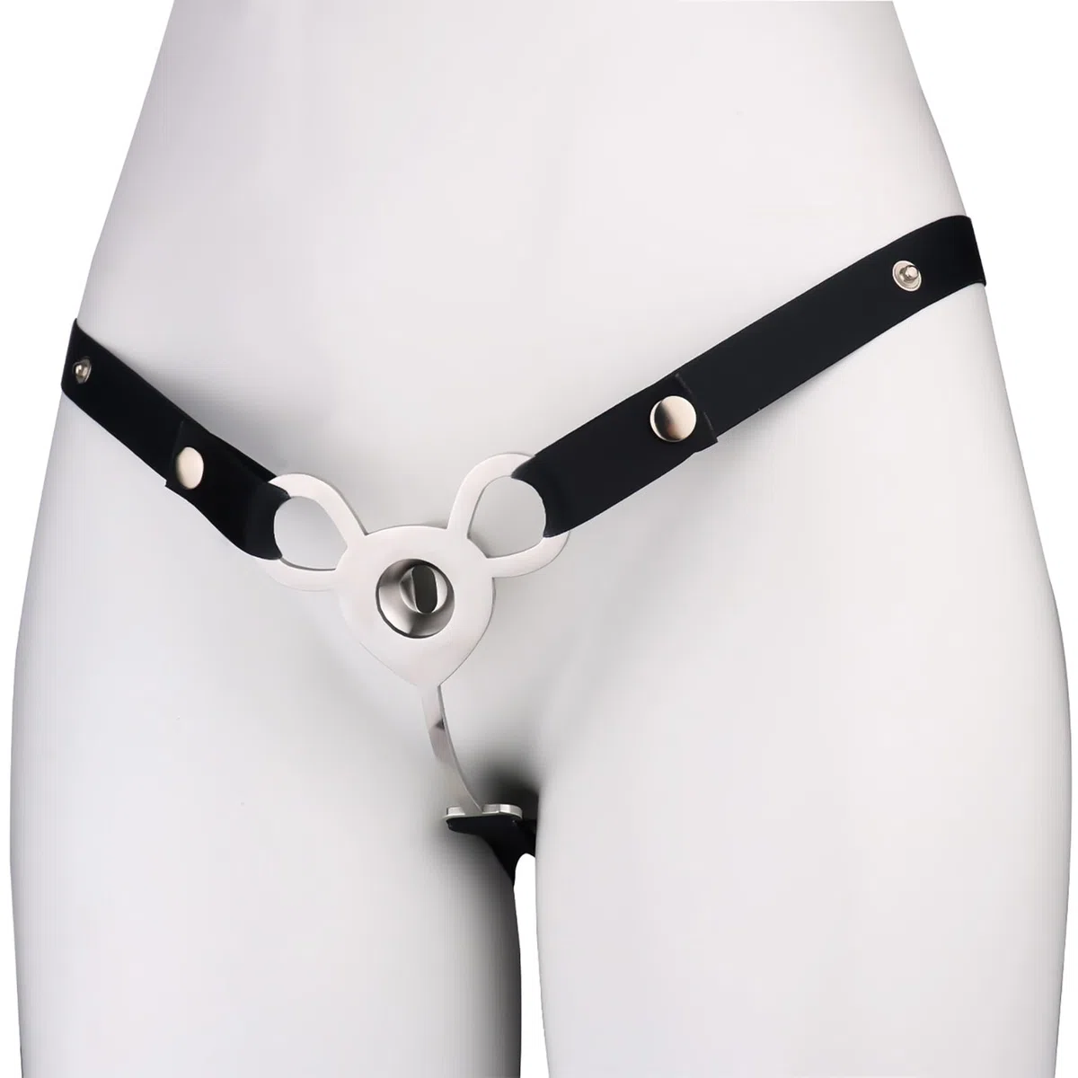 Cage à pénis négative plate avec ceinture réglable, Cage de chasteté en acier inoxydable pour hommes, conception verrouillable, siège sûr, bondage à 3 voies ventilé Sissy Sex Toys (Black)