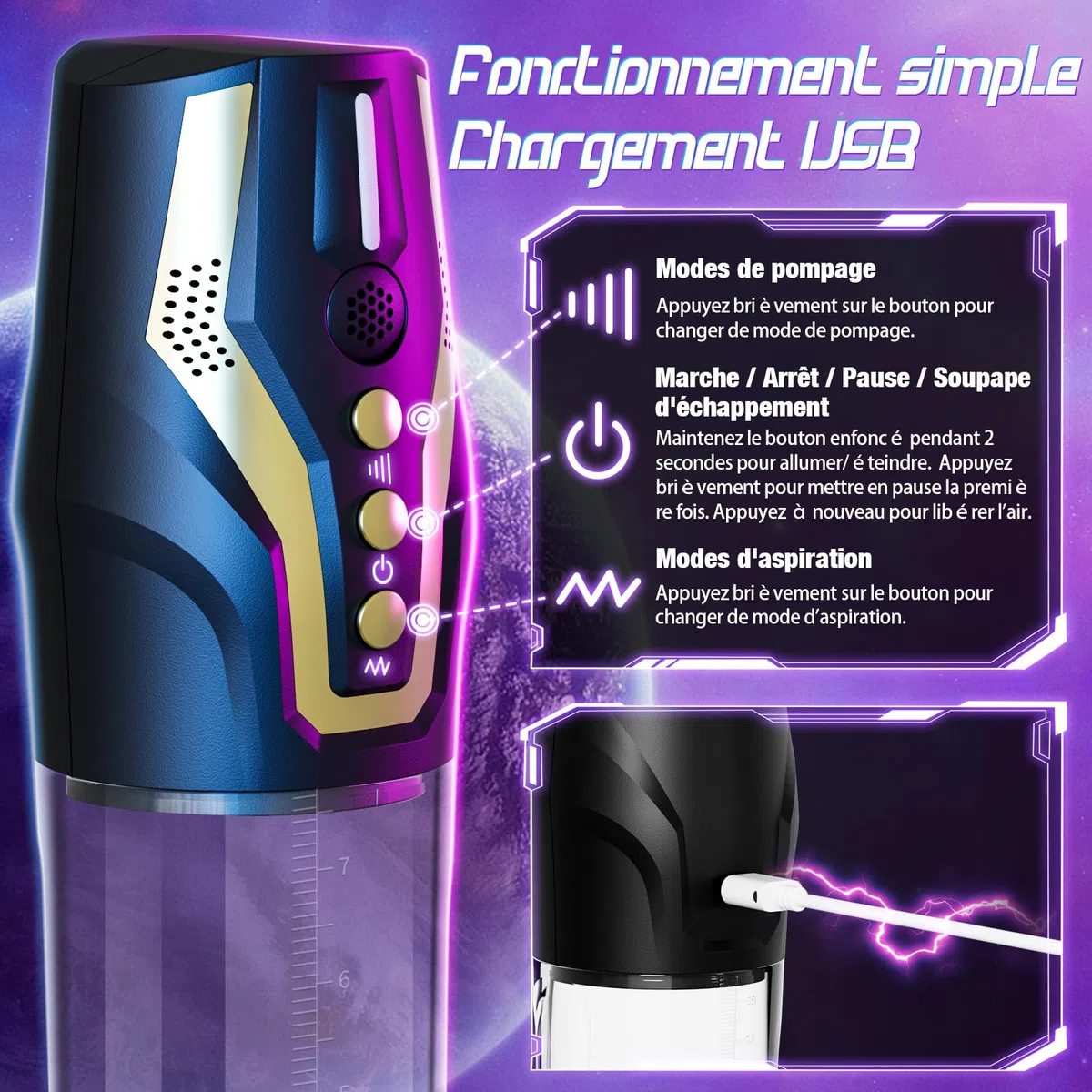 Pompes à Pénis Vaginette Masturbateur Automatique - Contrôle Vocal Pompe Penis Sex Toýs Homme avec 4 Modes d'aspiration & 4 Modes de Pompage, Masturbateurs Masculins Pompe a Penis Masturbeuse Homme