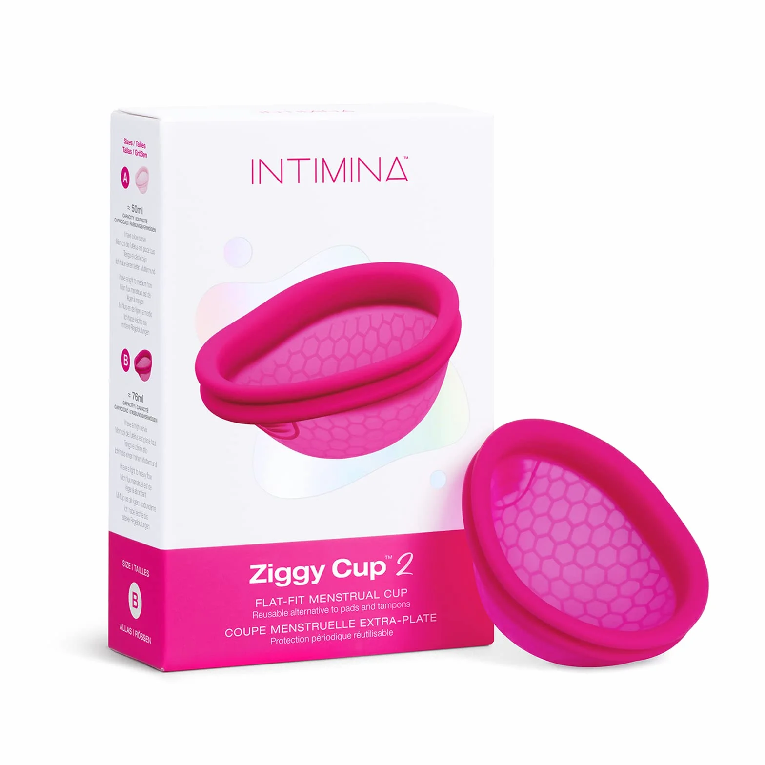 INTIMINA Ziggy Cup 2 – Disque Menstruel Réutilisable Extrafin au Design Plat, Coupe Menstruelle, (Taille B)
