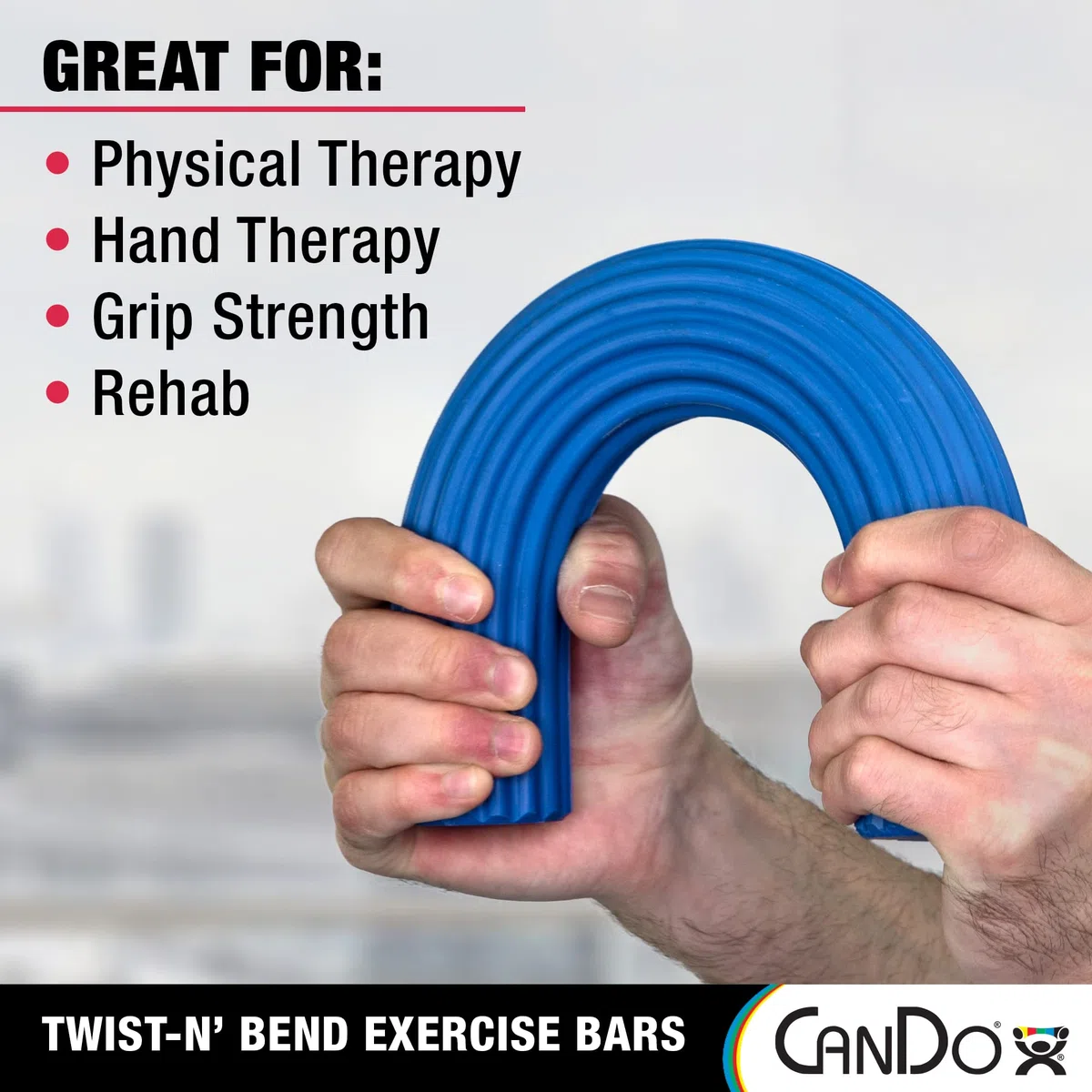CanDo Barre d’Exercice Twist-n-Bend 30,5 cm Bleue, Résistance Élevée – Outil de Renforcement des Mains, des Poignets et des Épaules pour la Physiothérapie et l’Ergothérapie