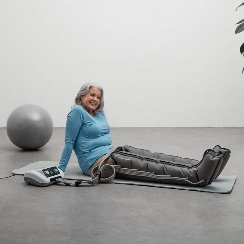 Vein Angel 6 Premium Appareil de massage avec bottes, 6 coussins d'air désactivables, pression & durée réglables facilement, 6 programmes de massage