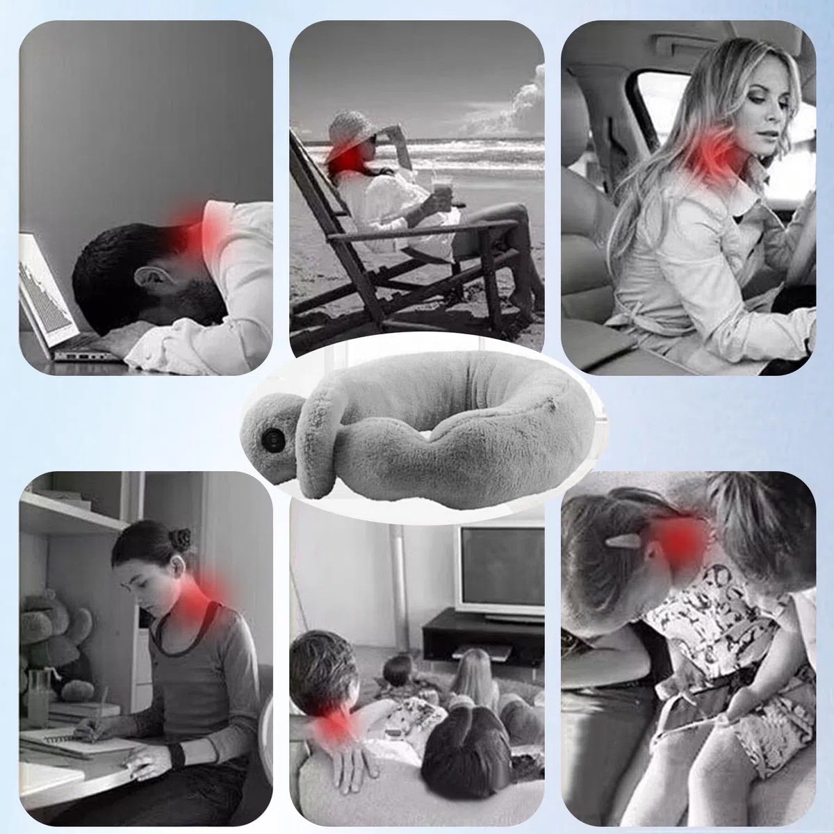 Oreillers de Massage Vibrants, Coussin de Thérapie du Cou Doux pour Soulager la Douleur, Détendre Les Muscles, Soulager Le Stress