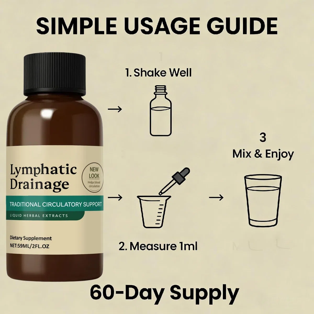 Gouttes de drainage lymphatique, draine naturellement les gonflements du visage, extrait naturel, abdomen et jambes, nettoie le système lymphatique pour homme et femme